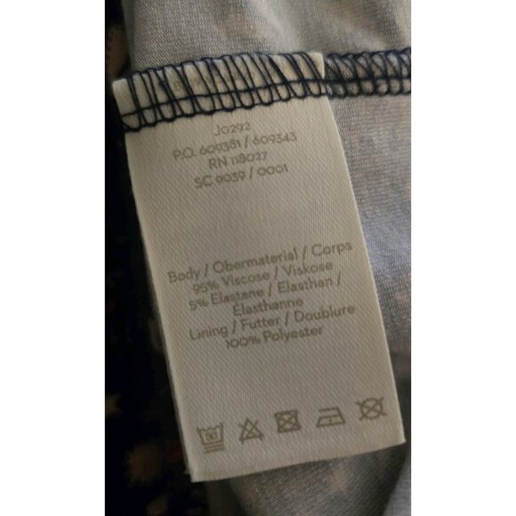 Boden Navy Blue Bird Print Dress US8L UK12L Midi Viscose Knit - Picture 9 of 9